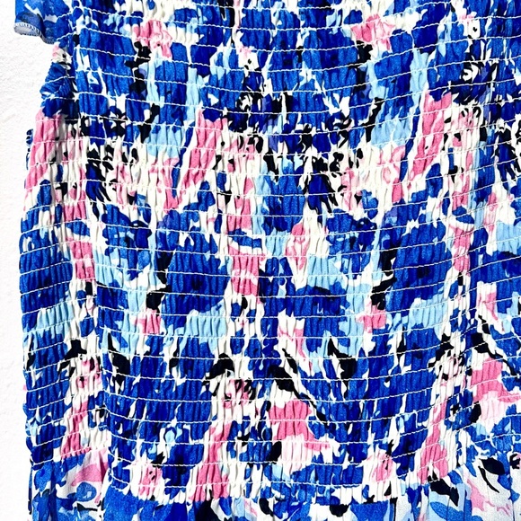 Melloday Floral flutter sleeves smocked Maxi Dress in Blue and Pink  SMALL - Picture 4 of 16